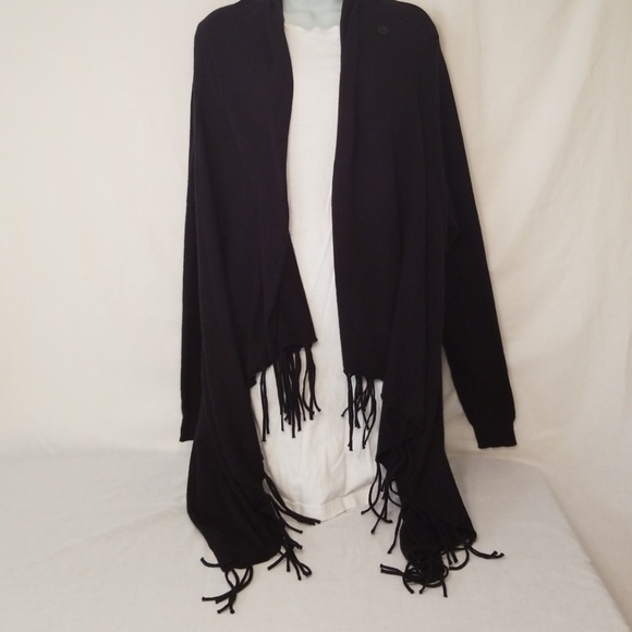 Black fringe convertible cardigan from The Limited - Picture 2 of 4